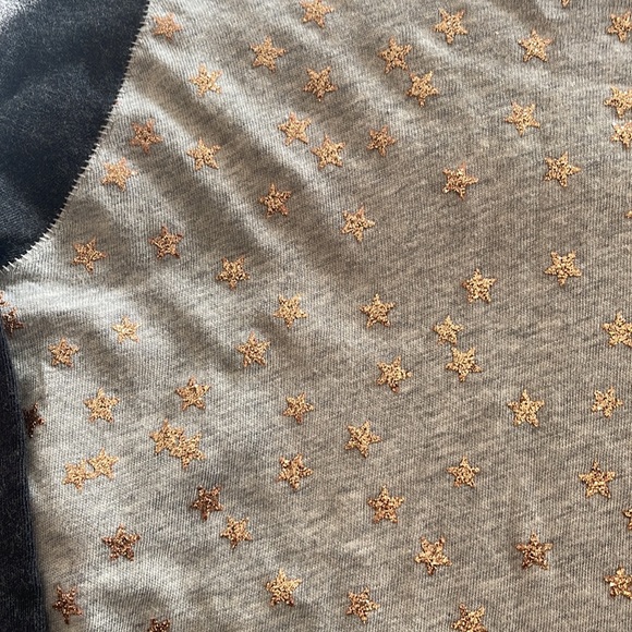 Crewcuts stars tee navy trim grey sleeves and bronze glitter stars size 12 years - Picture 3 of 9
